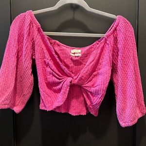 Urban Outfitters Fuchsia Knotted Top